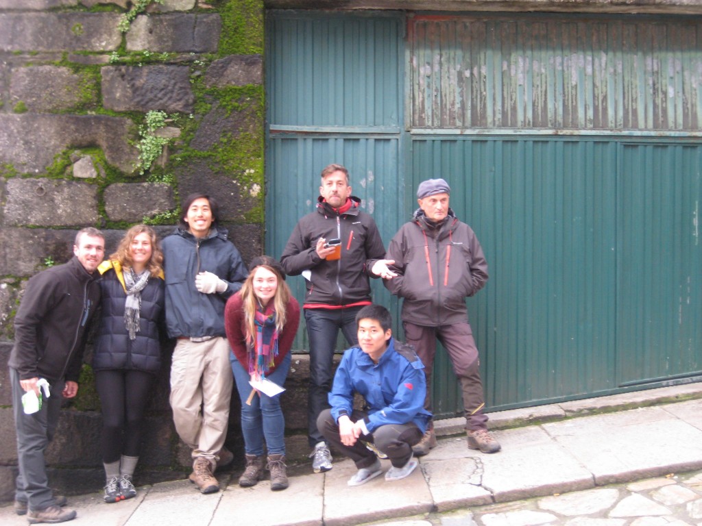 My Camino family waiting for the free pilgrim dinner at the Parador in Santiago