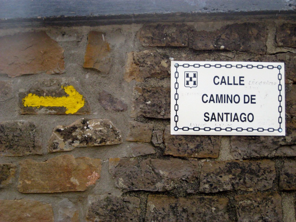 Yellow arrow on Calle Camino de Santiago
